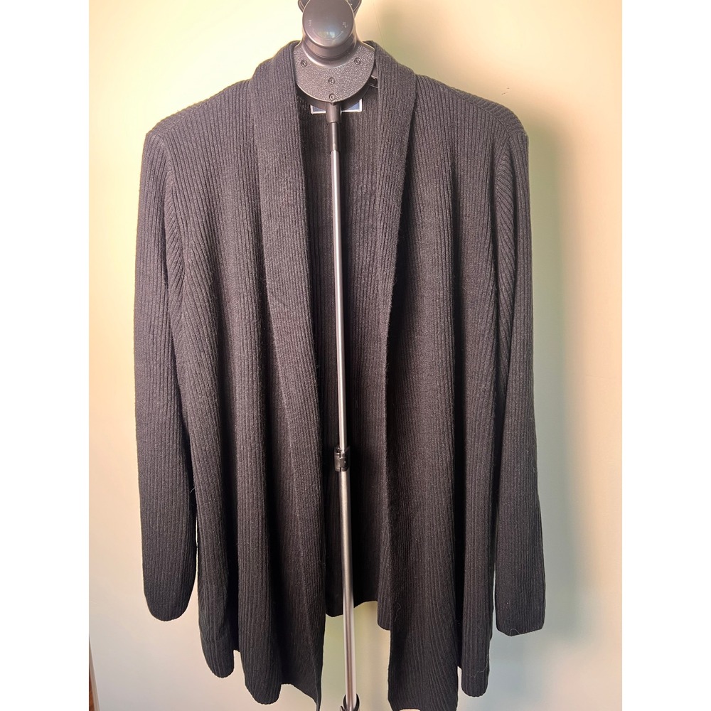 Cardigan Women 2X Black Classic Quiet Luxury Dark Academia Old Money Minimalist